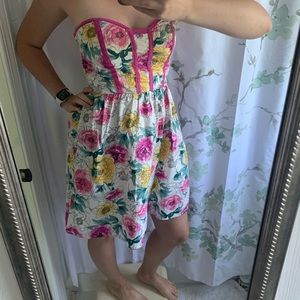 Sweetheart, faux corset mini with watercolor roses